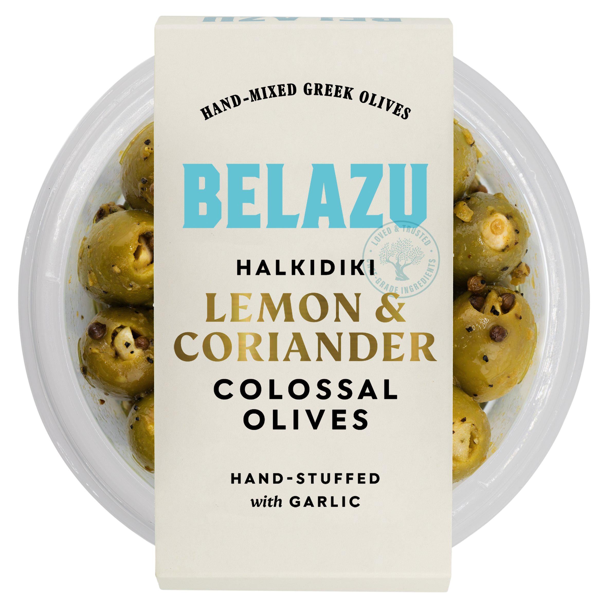 Belazu Halkidiki olives lemon coriander 140g, UK version