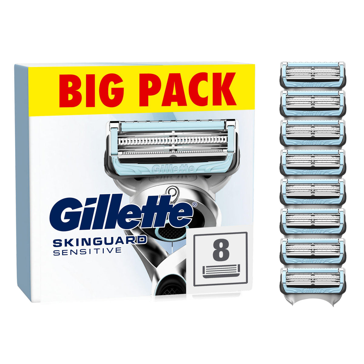 Gillette SkinGuard Sensitive razor blades 8 count, imported from the UK