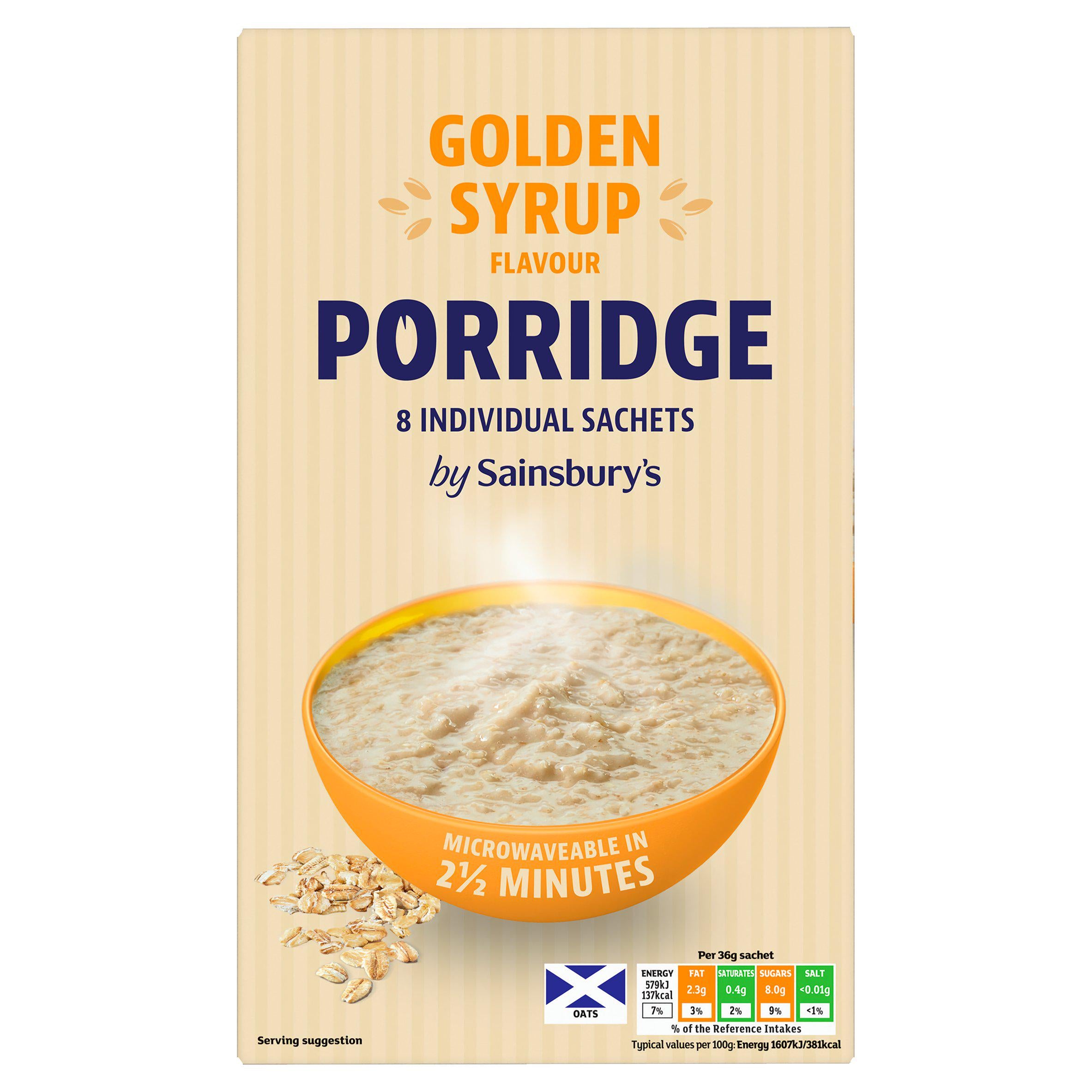 Sainsbury's golden syrup porridge sachets 8x36g (British brand)