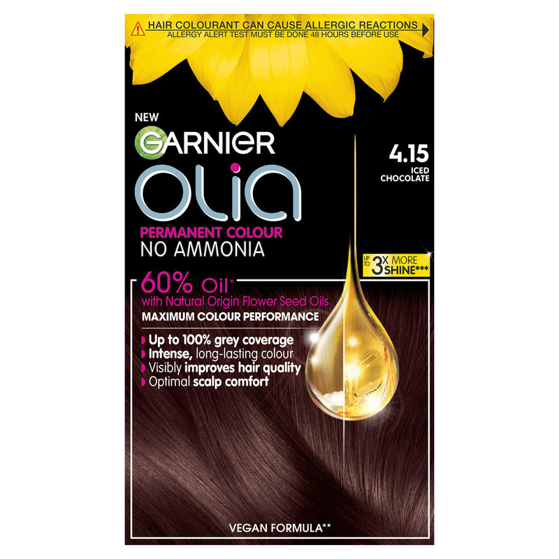 Garnier Olia hair dye Iced Chocolate Brown 4.15, imported from the UK