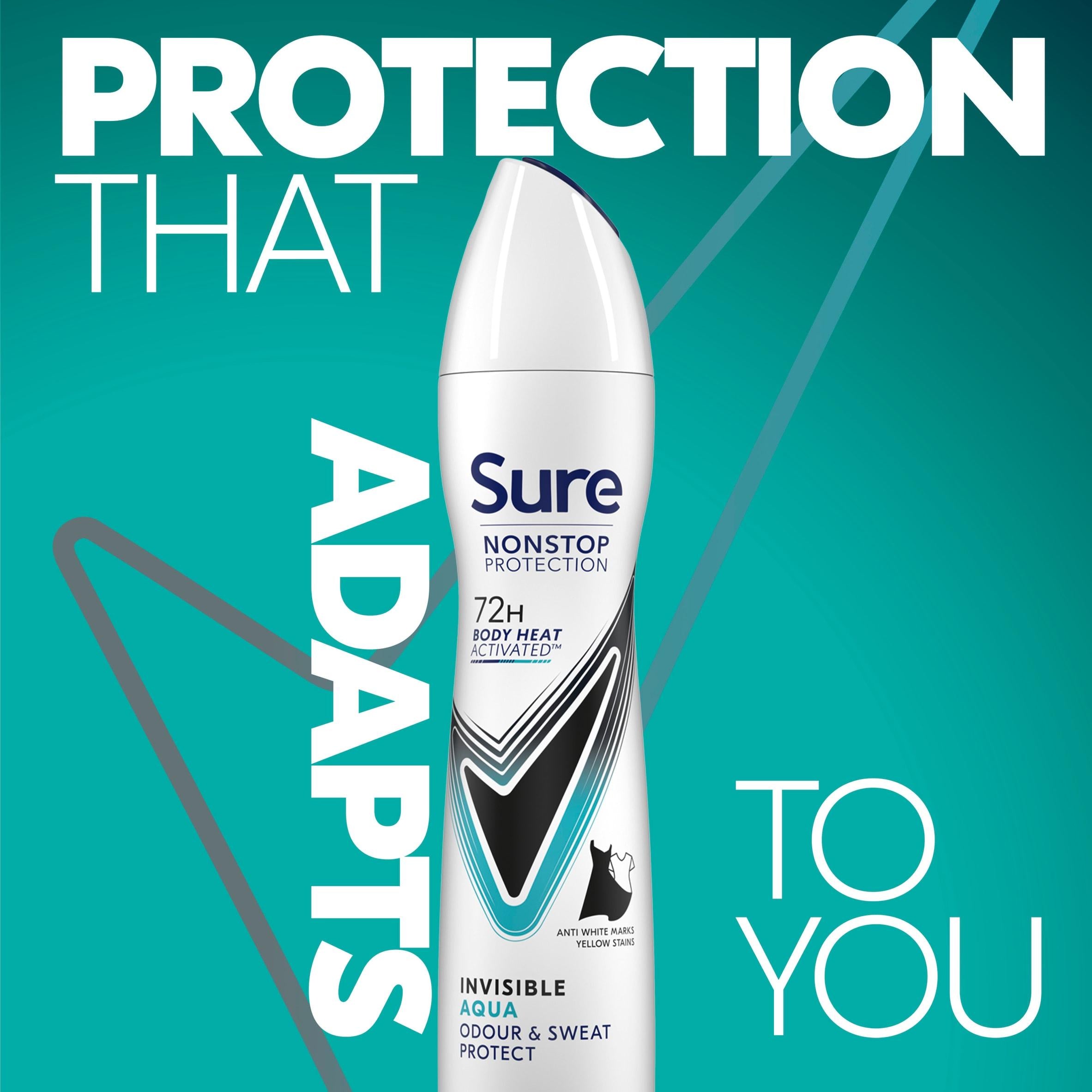 Sure Invisible Aqua deodorant spray 250ml, imported from the UK