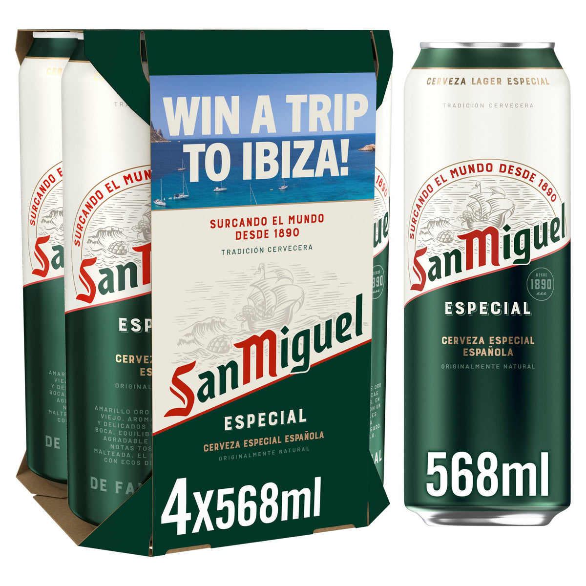 San Miguel Premium Lager Beer cans 4x568ml (British brand)