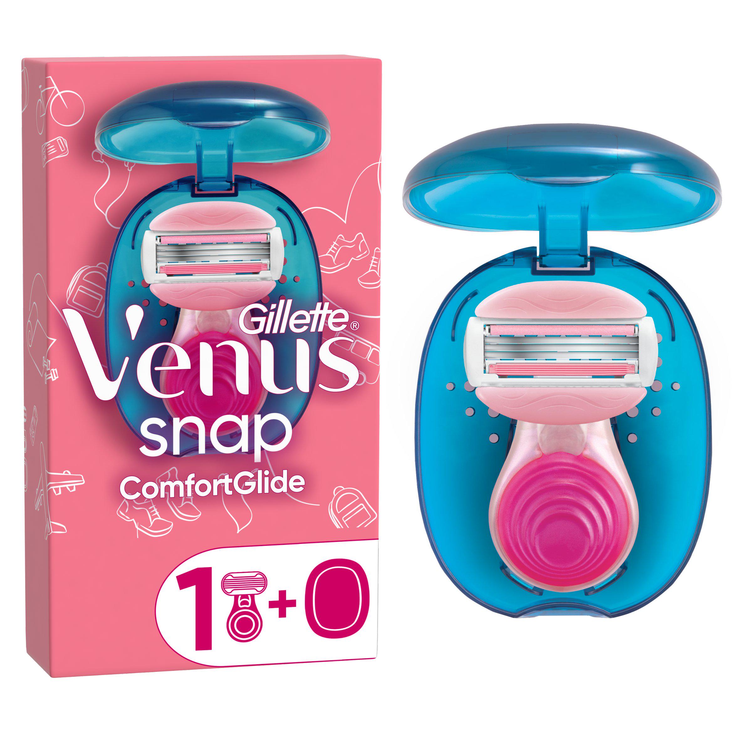 Gillette Venus Snap women's razor with compact handle and case, imported from the UK