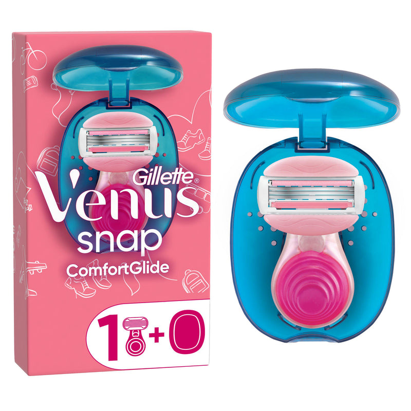Gillette Venus Snap women's razor with compact handle and case, imported from the UK
