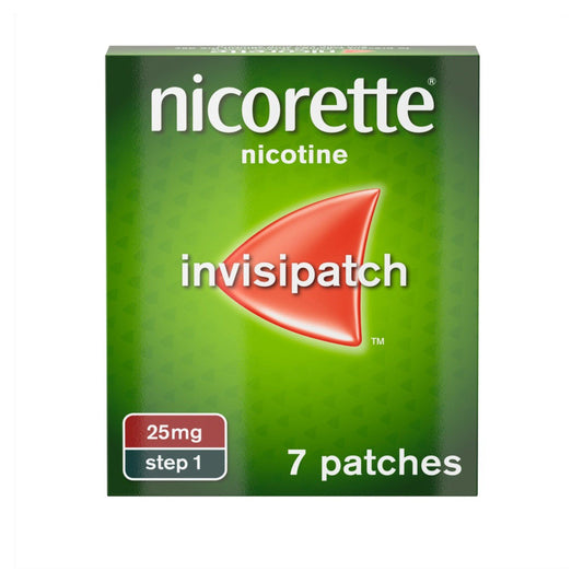 Nicorette InvisiPatch, Step 1 - 25mg, x7 Nicotine Patches (stop smoking aid) GOODS Sainsburys   