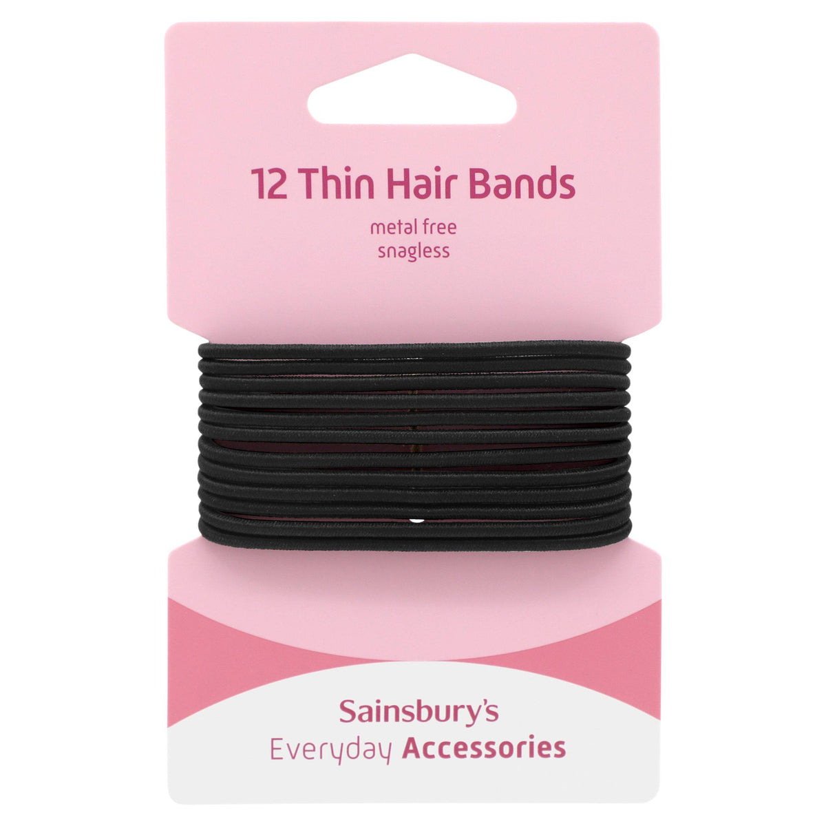 Sainsbury's No Damage Hair Bands thin black x12 - British product