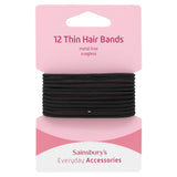 Sainsbury's No Damage Hair Bands thin black x12 - British product