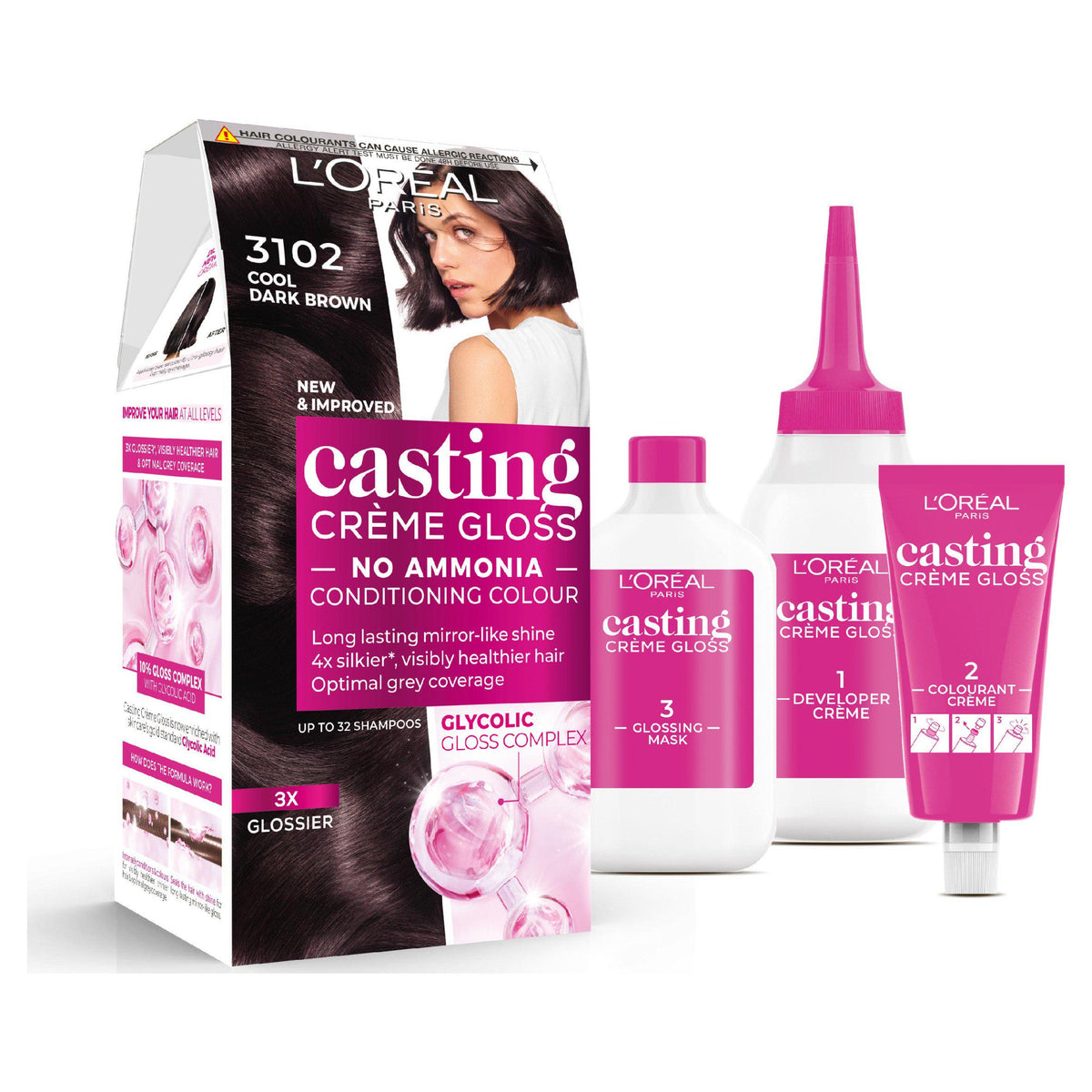 L'Oreal Paris Casting Creme Gloss hair dye in cool dark brown (British brand)