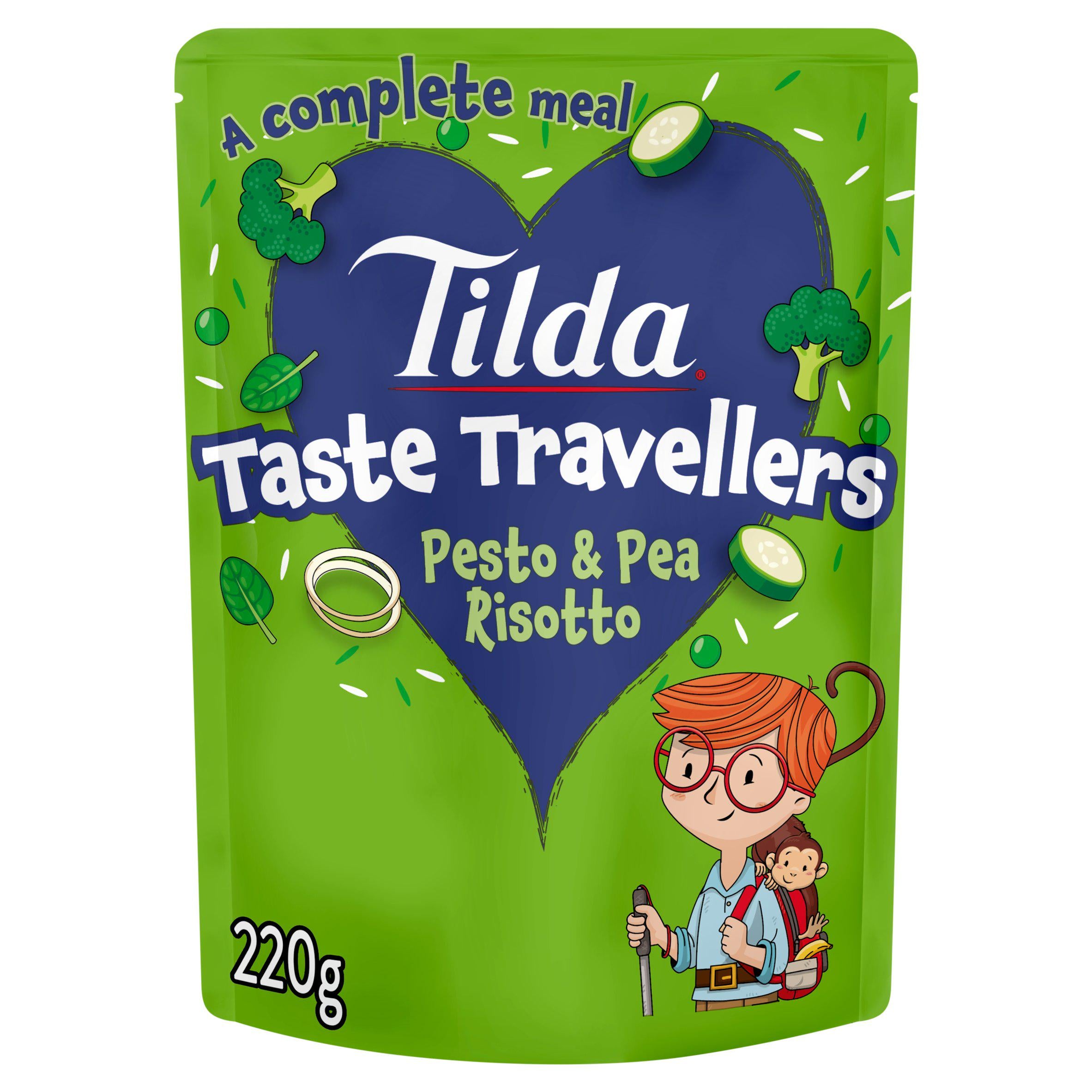 Tilda kids pesto and pea risotto pouch 220g, UK version