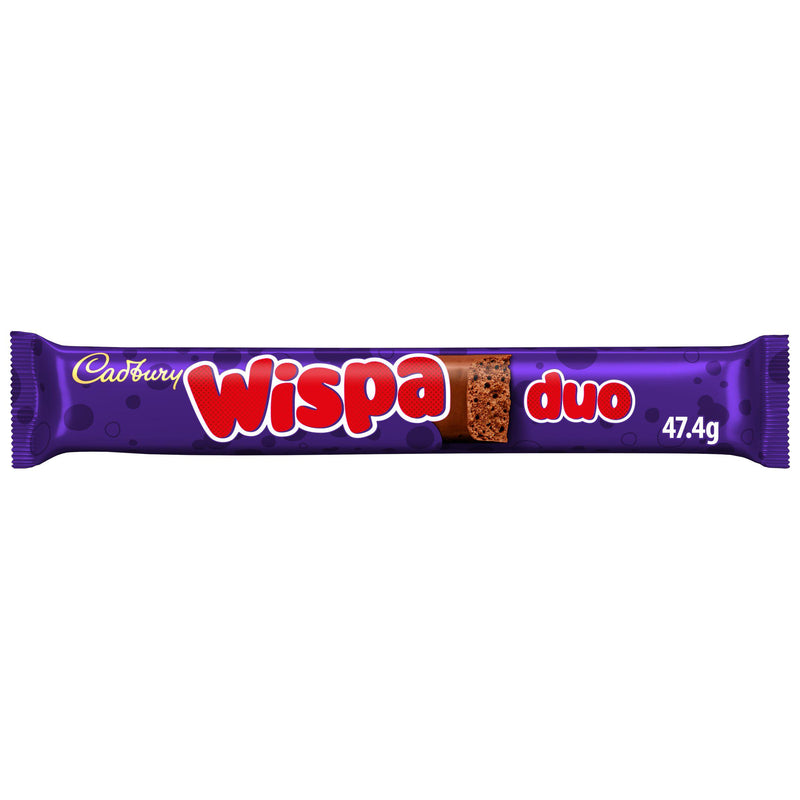 Cadbury Wispa Duo chocolate bar 47g, imported from the UK