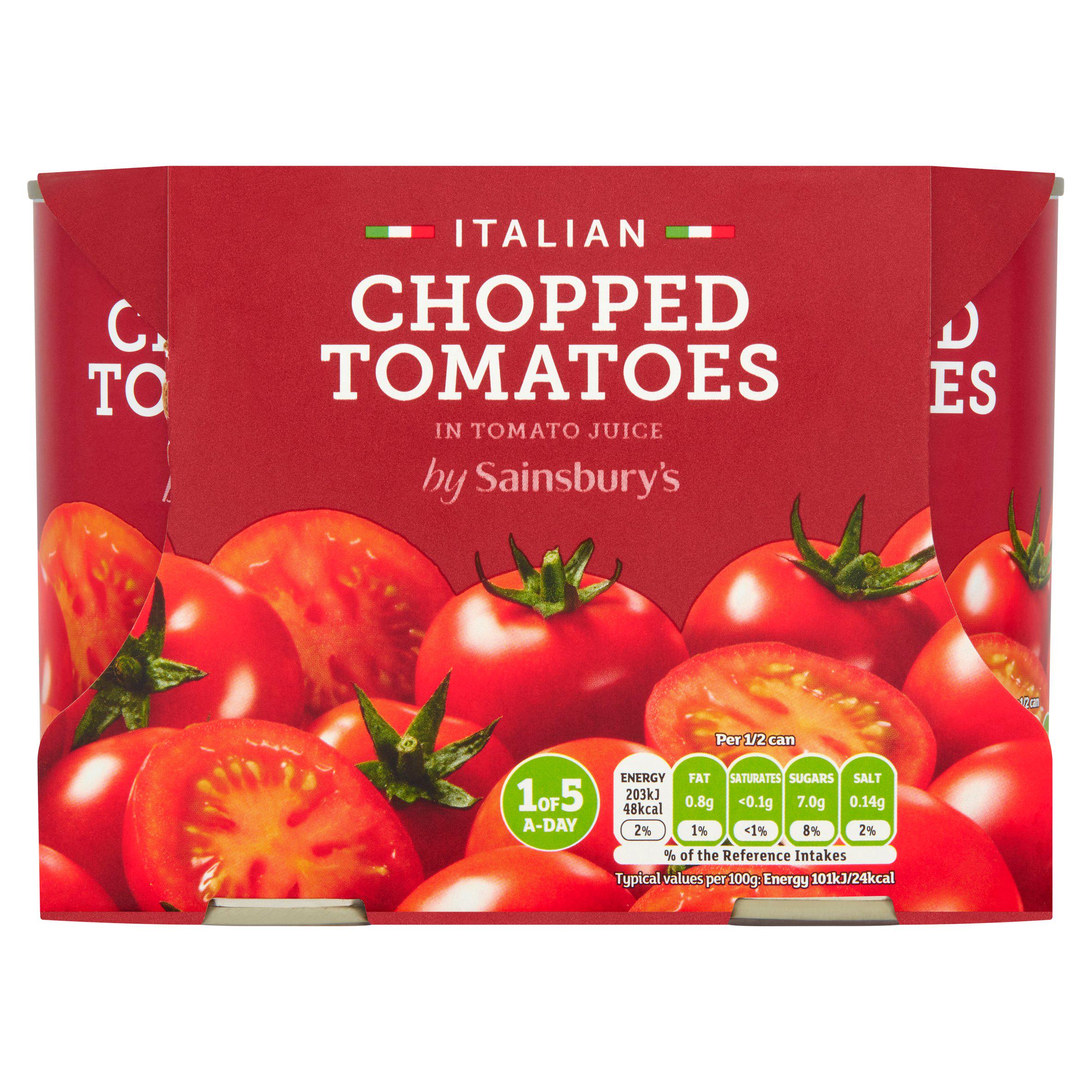 Sainsbury's Italian chopped tomatoes 4-pack 400g each, UK version