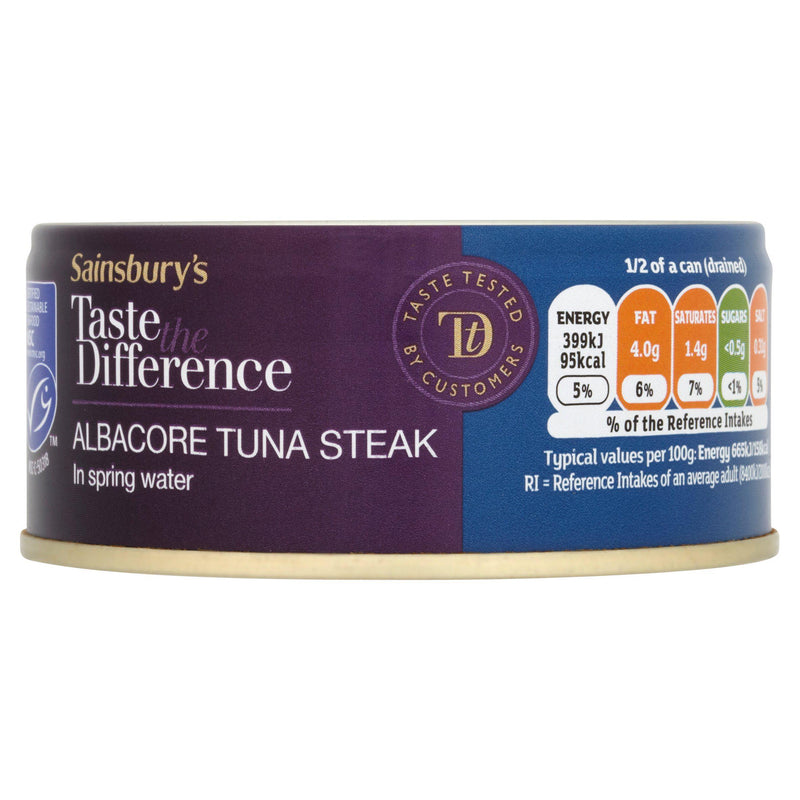 Sainsbury's albacore tuna steak in spring water 160g, UK version