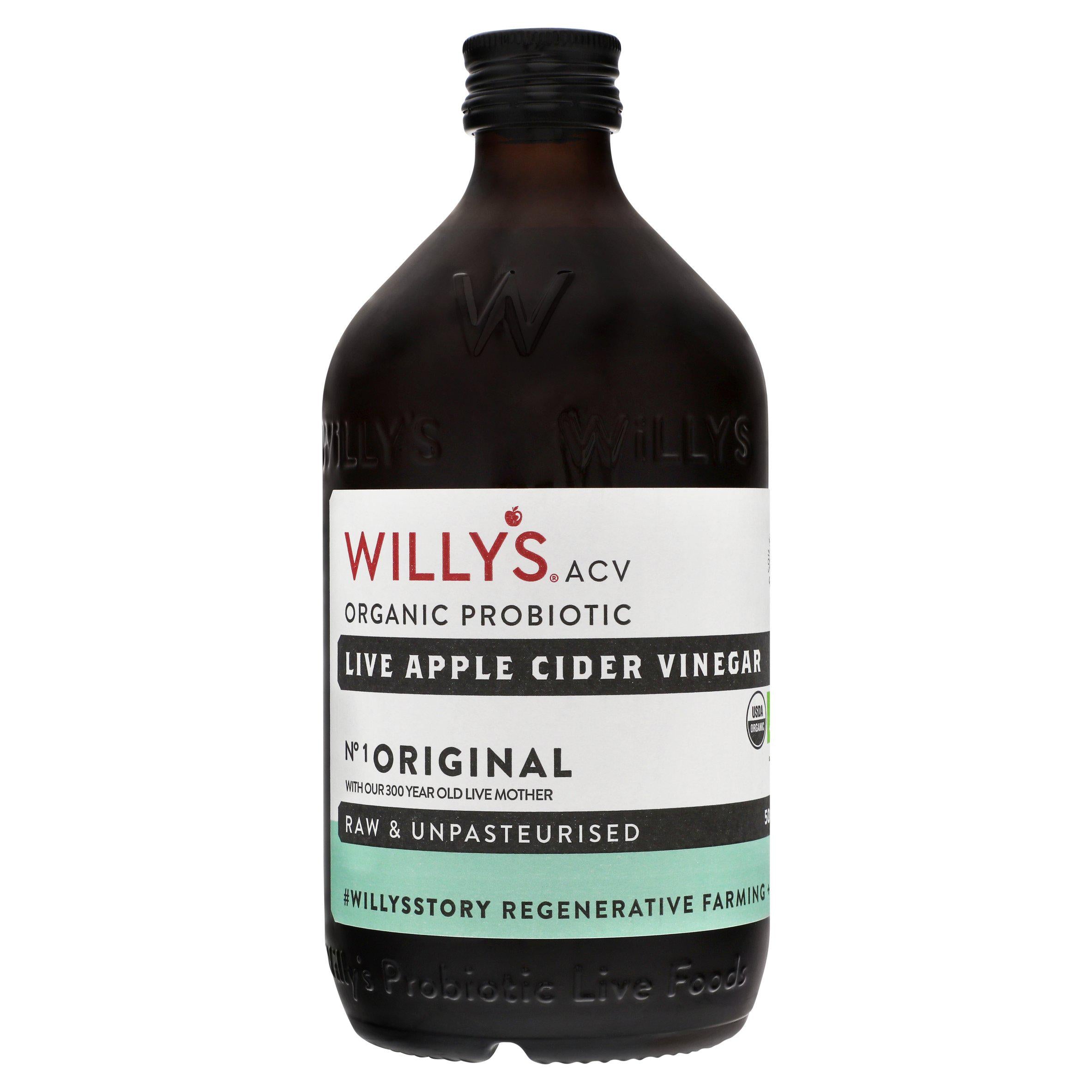 Willy's organic apple cider vinegar with the mother 500ml, imported from the UK