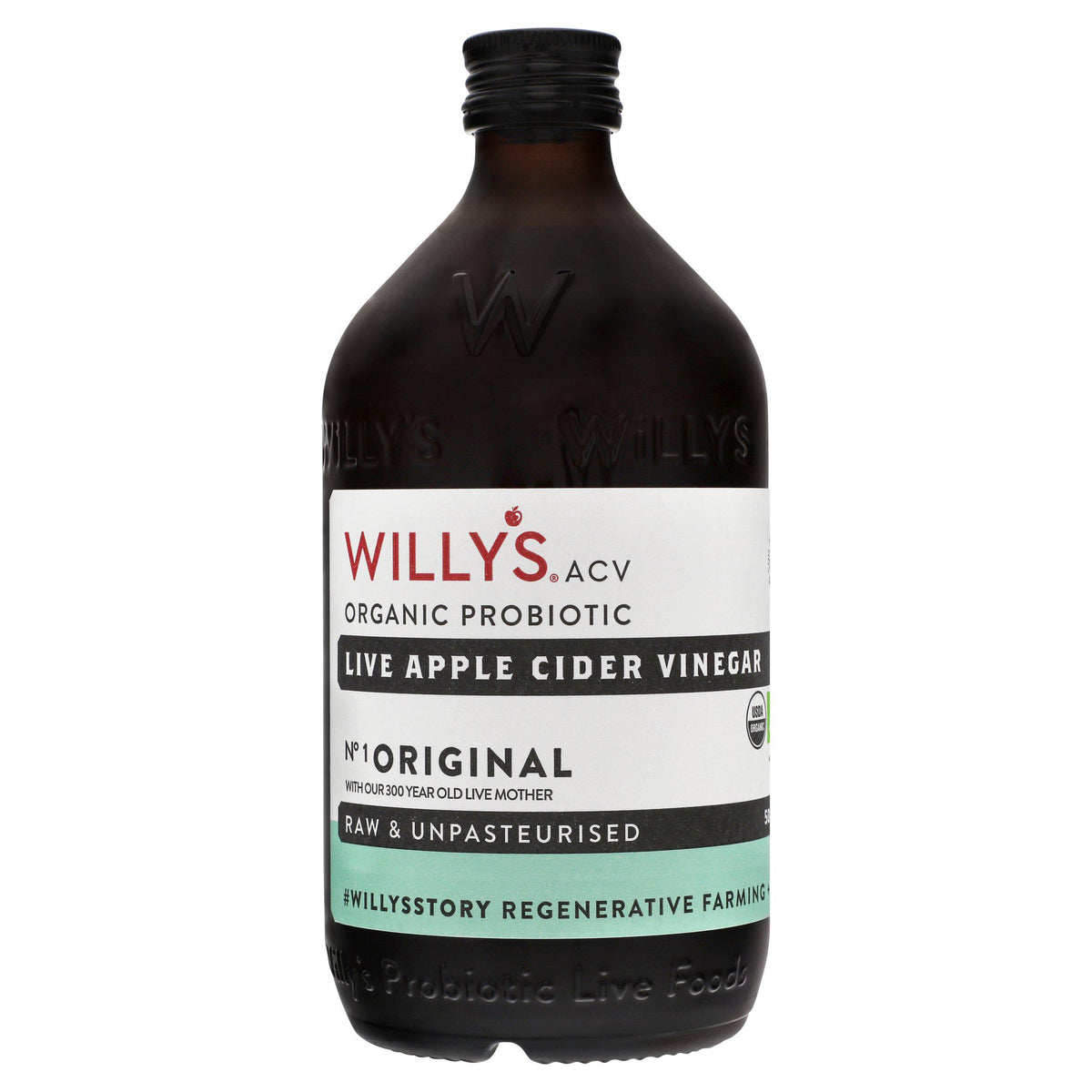 Willy's organic apple cider vinegar with the mother 500ml, imported from the UK