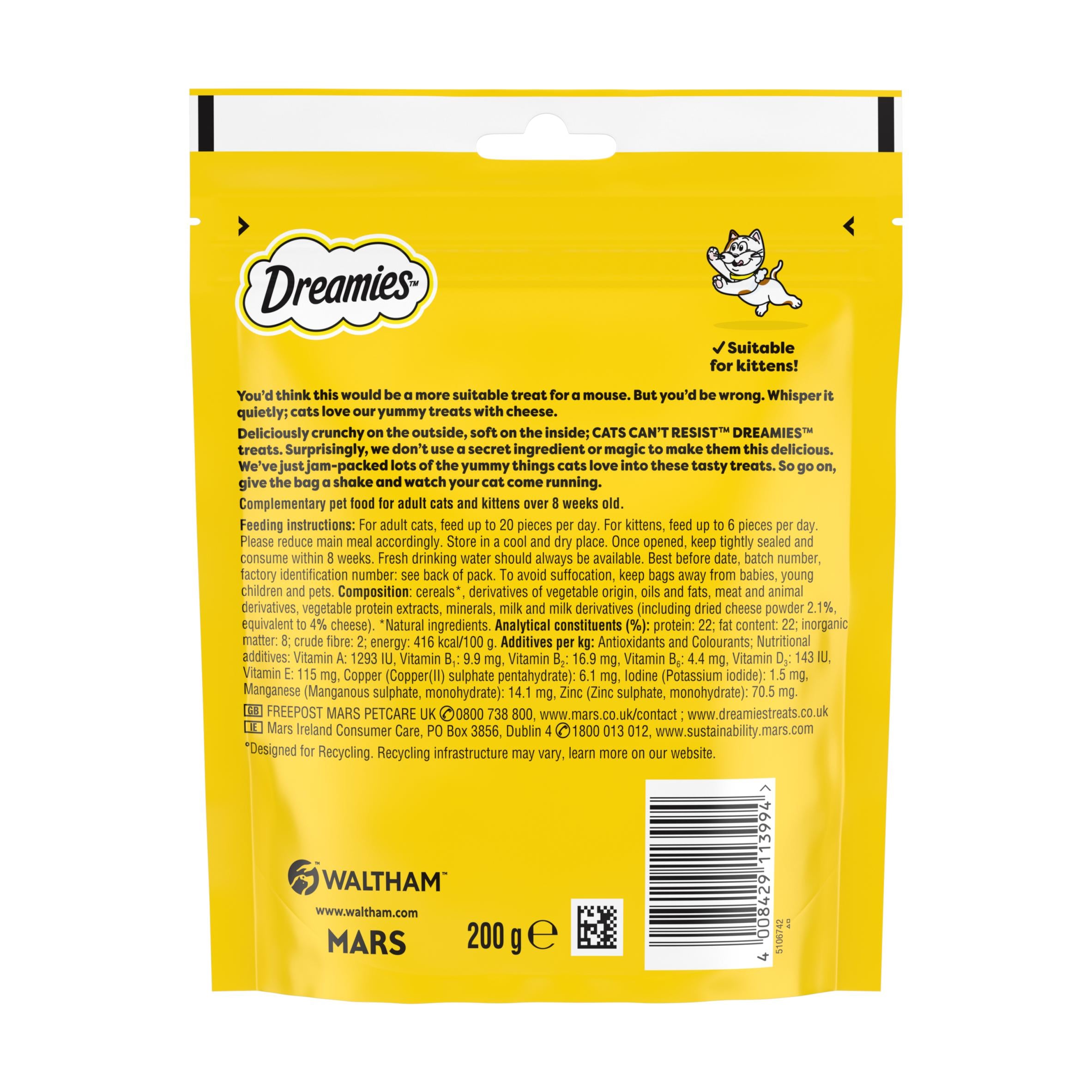 Dreamies cat treats biscuits with cheese 200g, UK version