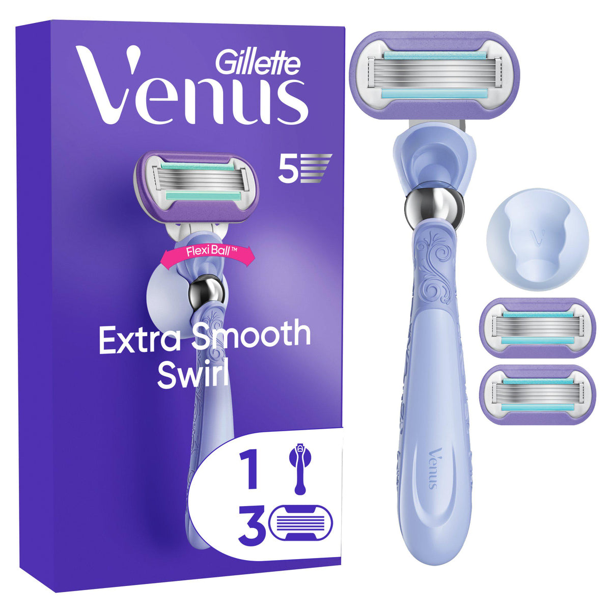 Gillette Venus women's razor Swirl Flexiball with 2 blades (British brand)