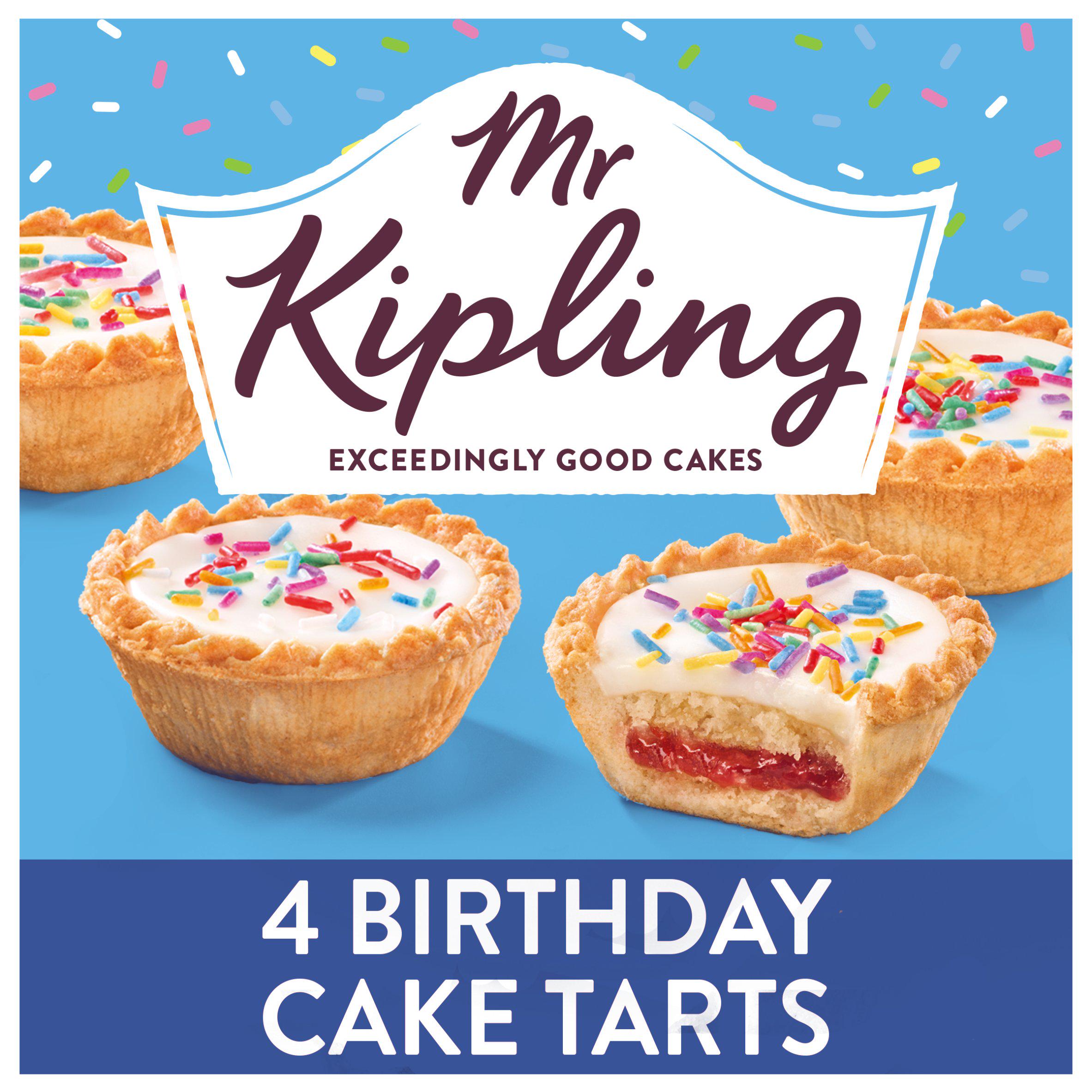 Mr Kipling Birthday Cake Tarts x4, imported from the UK