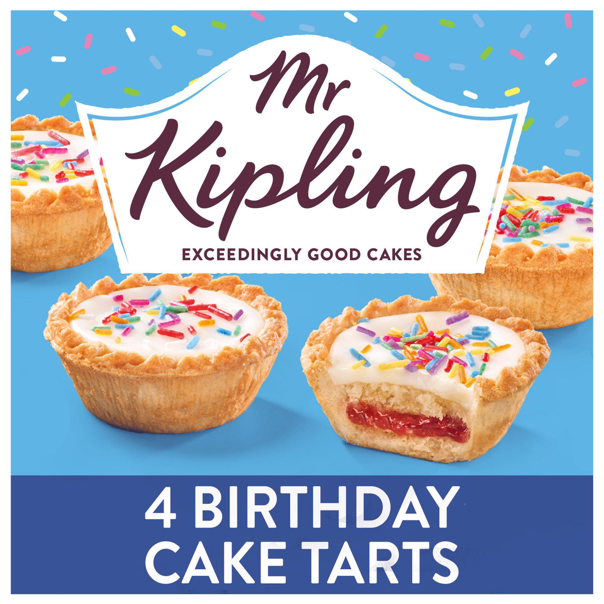 Mr Kipling Birthday Cake Tarts x4, imported from the UK