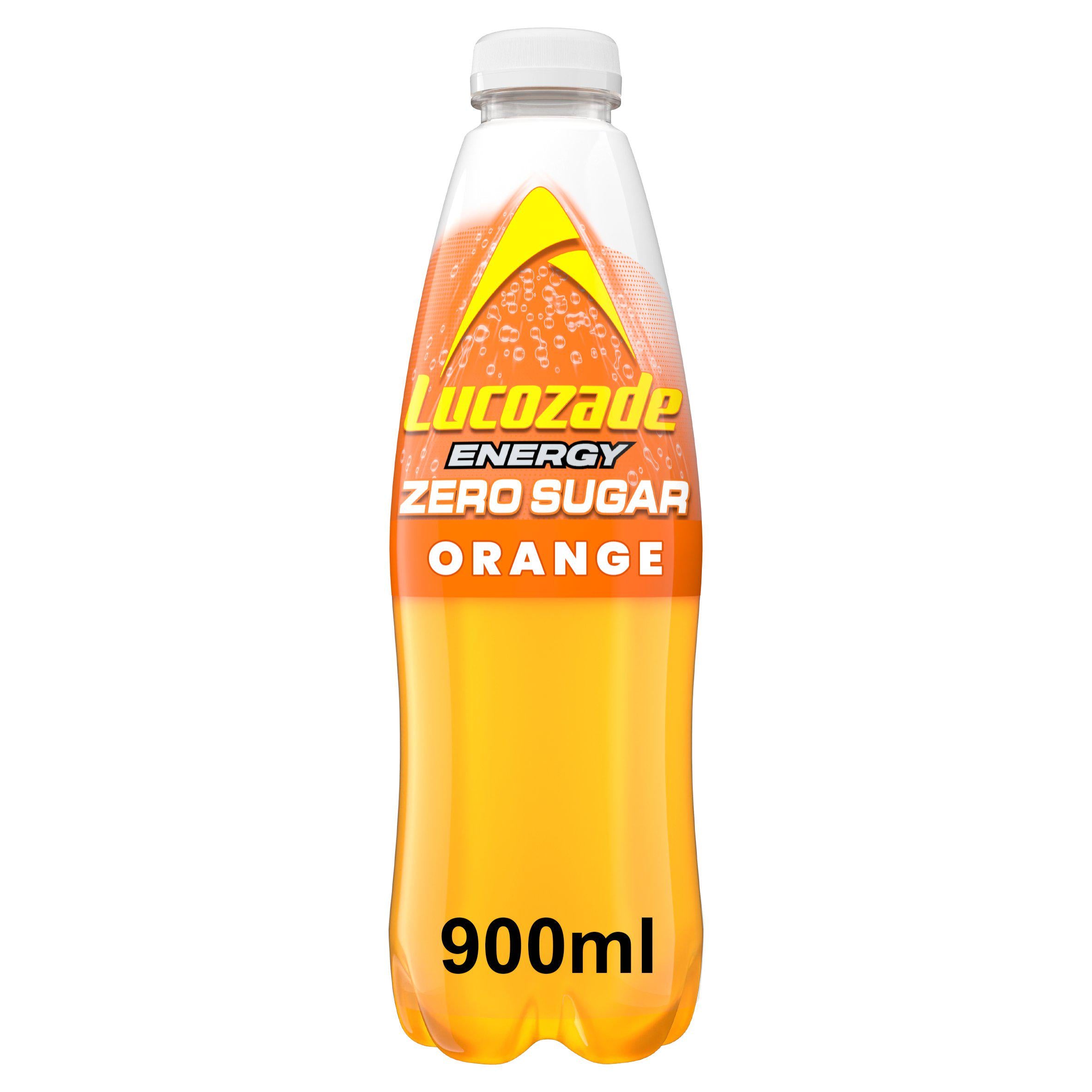 Lucozade energy drink Zero Sugar Orange 900ml, imported from the UK