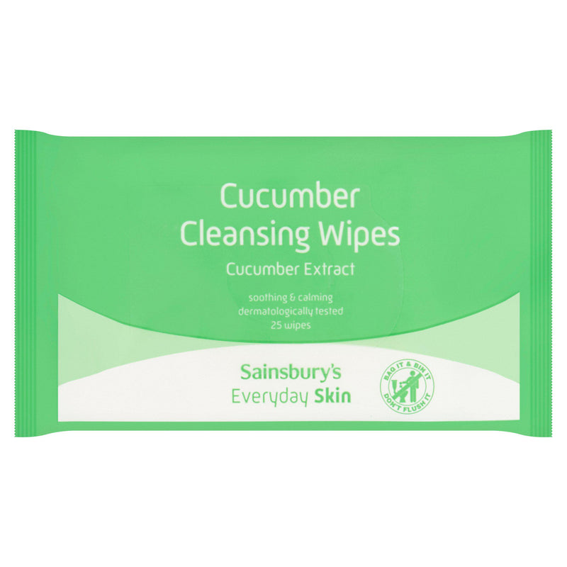 Sainsbury's cucumber cleansing wipes 25 count - British product