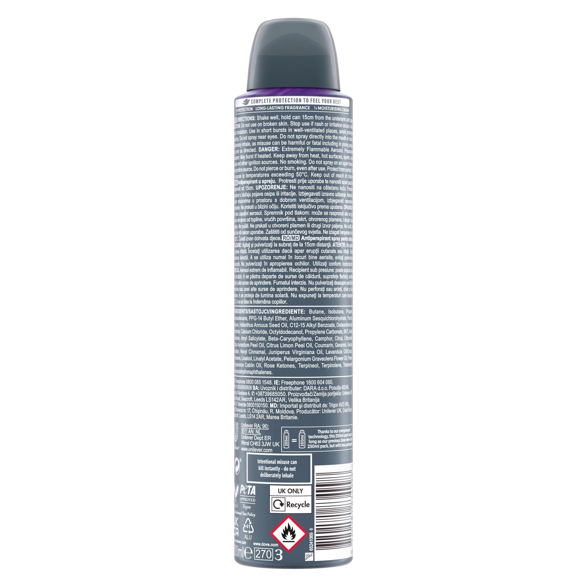 Dove Men+Care Advanced Total Comfort antiperspirant deodorant spray 200ml (British brand)