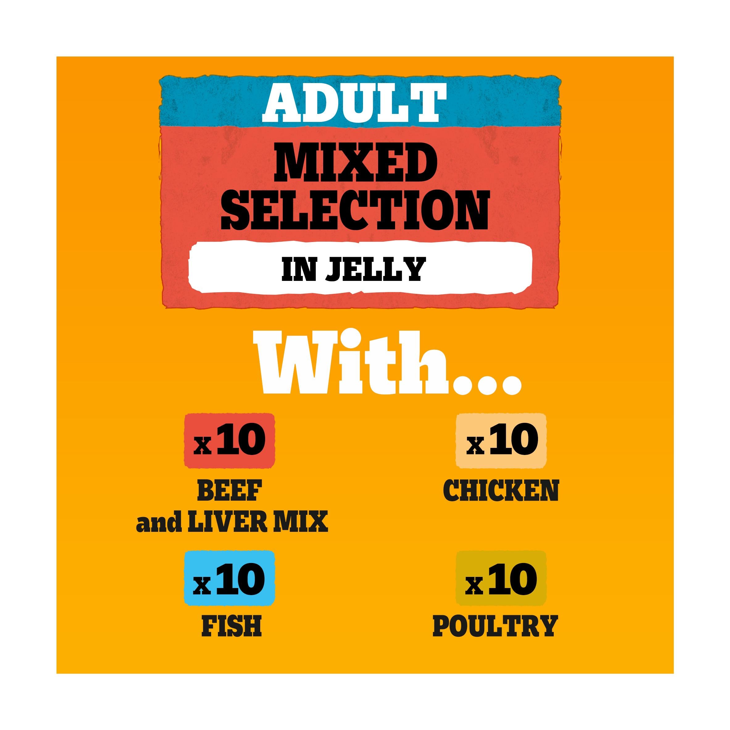 Pedigree wet dog food mixed in jelly mega pack 40x100g, imported from the UK