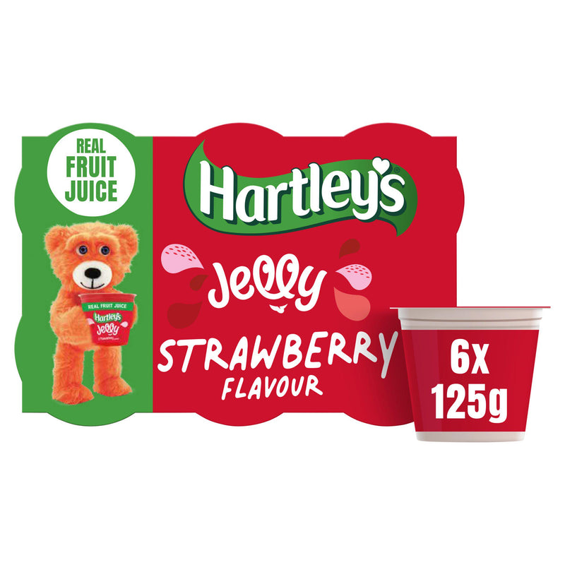 Hartley's strawberry jelly pots multipack 6x125g, imported from the UK