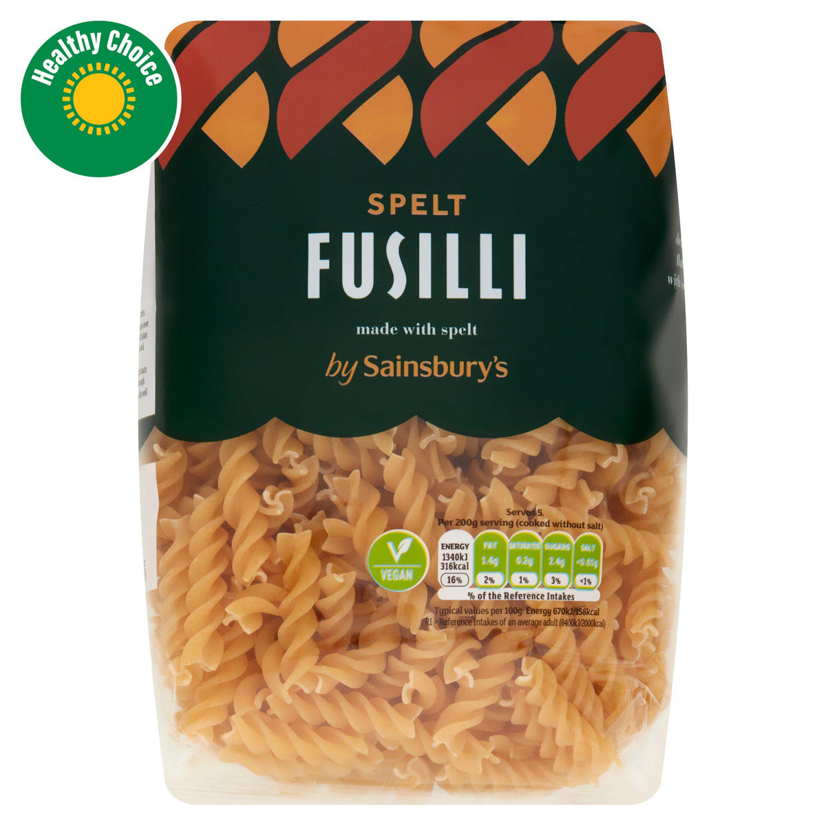 Sainsbury's spelt fusilli pasta 500g - British product