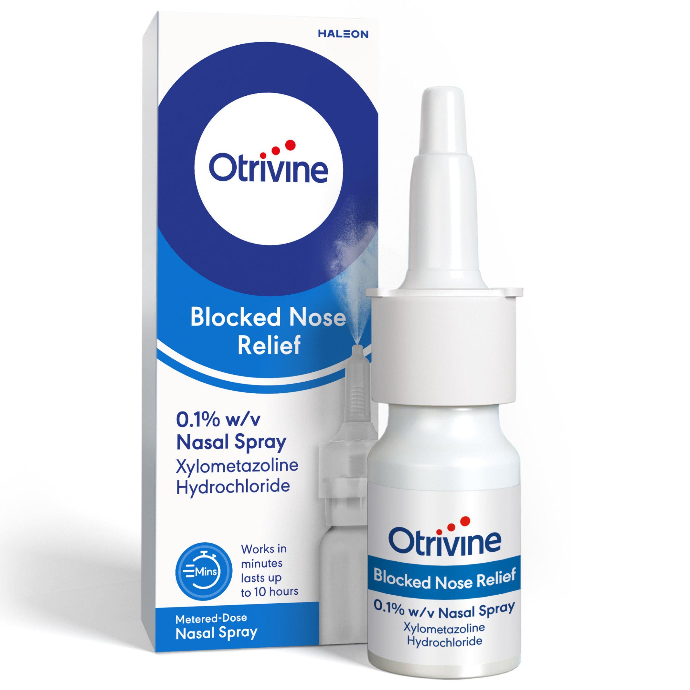 Otrivine Blocked Nose Relief nasal spray decongestant 10ml, imported from the UK