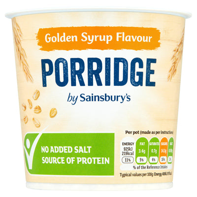 Sainsburys Sainsbury's Golden Syrup Flavour Instant Porridge Pot 57g- Buy online at McGrocer