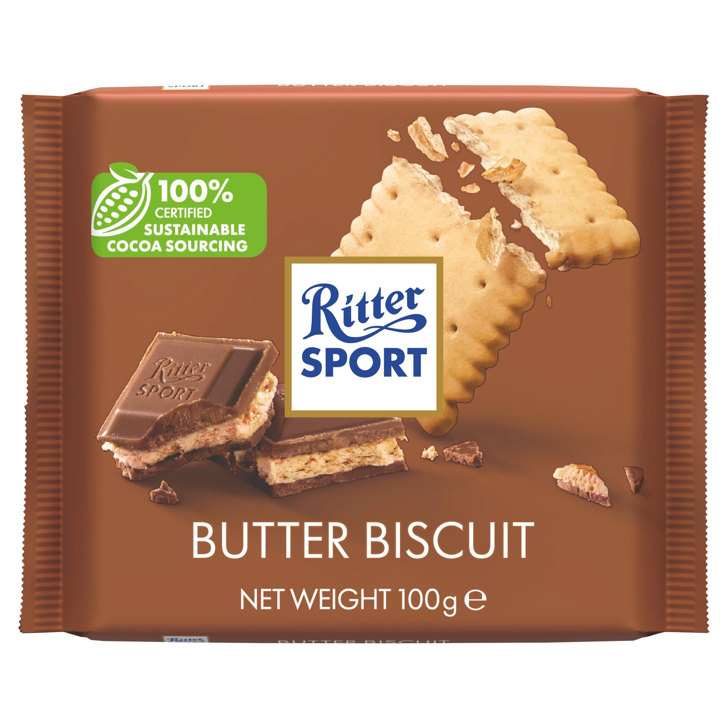 Ritter Sport Butter Biscuit chocolate bar 100g, UK version