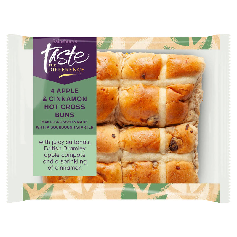Sainsbury's apple cinnamon hot cross buns 280g, UK version