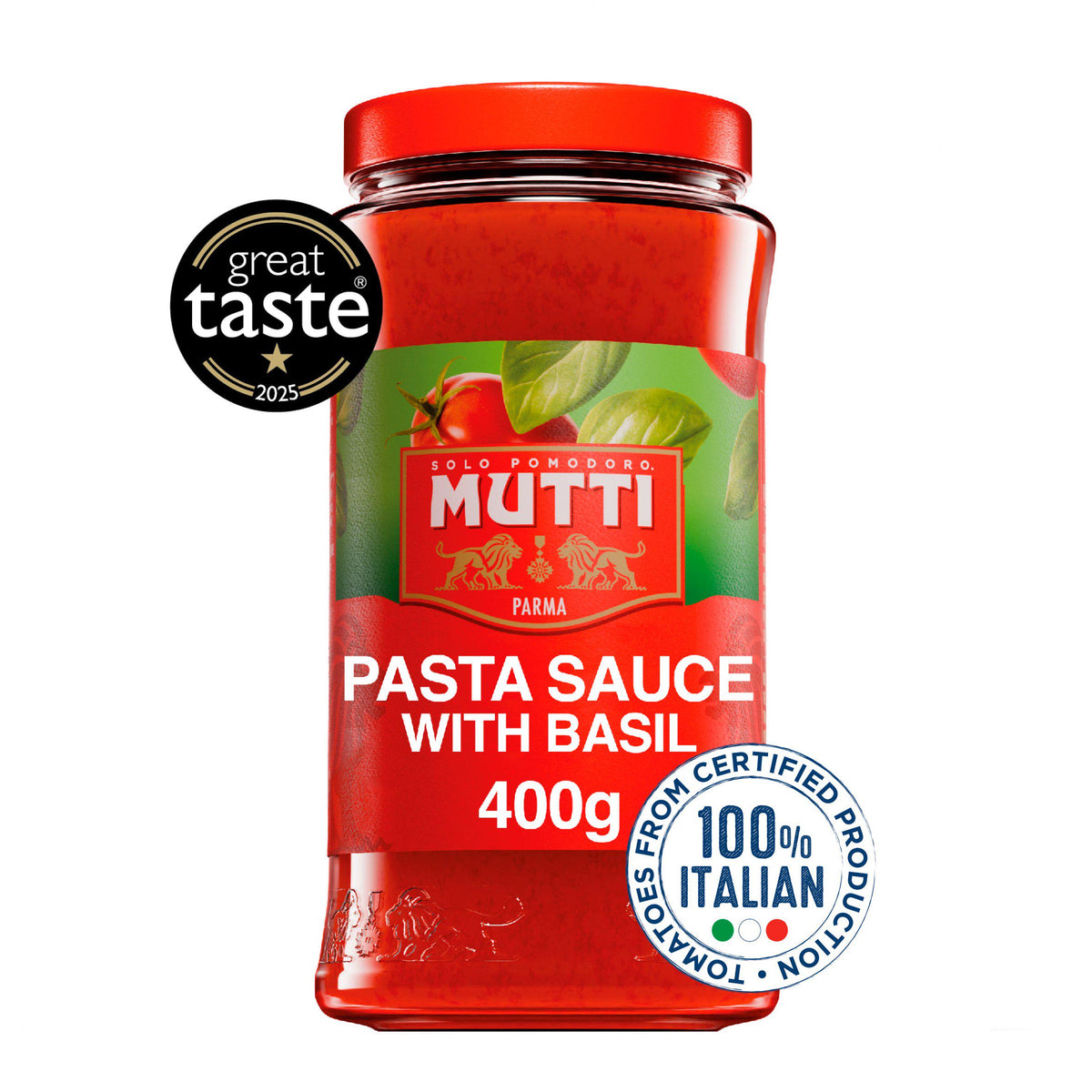 Mutti tomato pasta sauce with basil 400g, imported from the UK