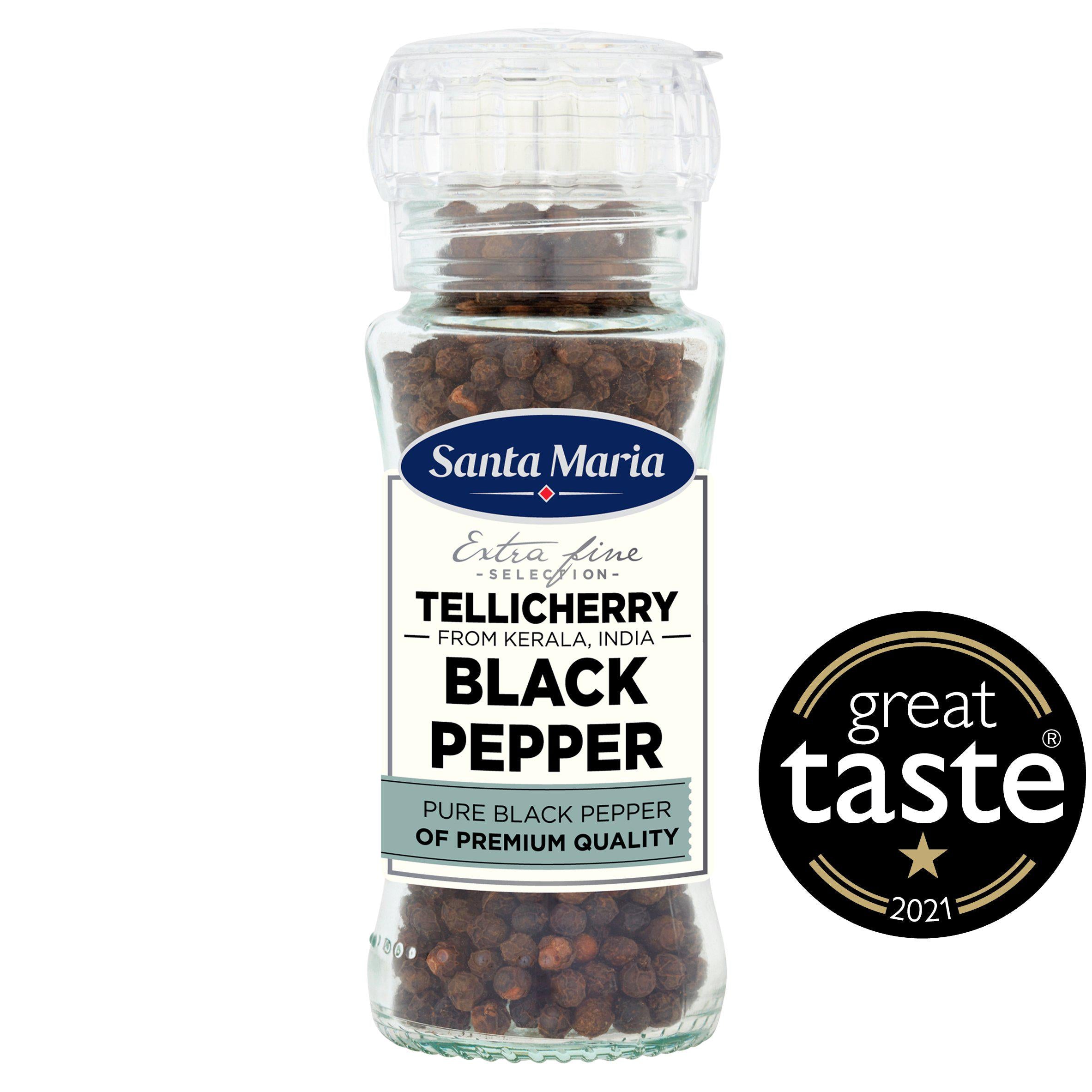 Santa Maria brand Tellicherry extra bold black pepper (British brand)