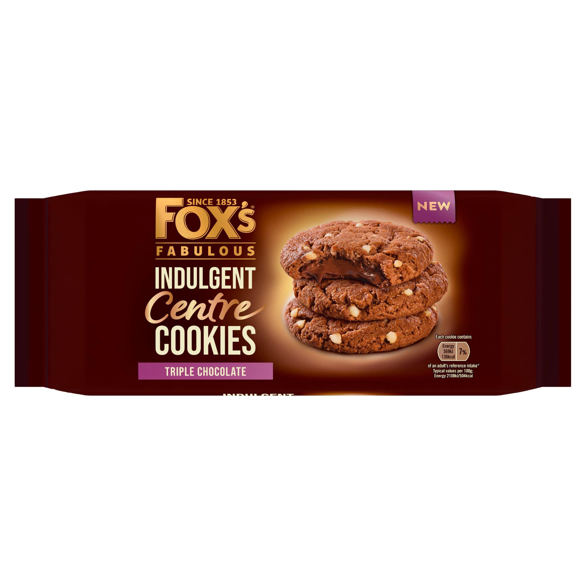 Fox’s Biscuits Fabulous Indulgent Centre Triple Chocolate Cookies 160g GOODS Sainsburys   