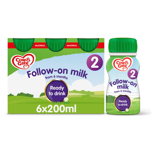 Cow & Gate 2 Follow On Baby Milk Formula Liquid 6-12 Months Multipack Ready To Feed 6x200ml GOODS Sainsburys   