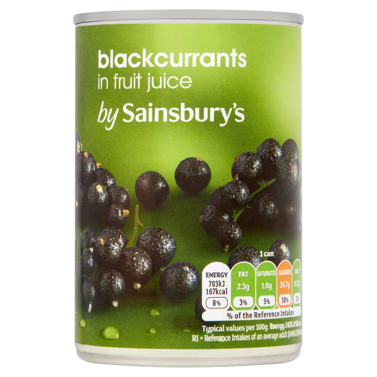 Sainsbury's blackcurrants in fruit juice 290g, UK version