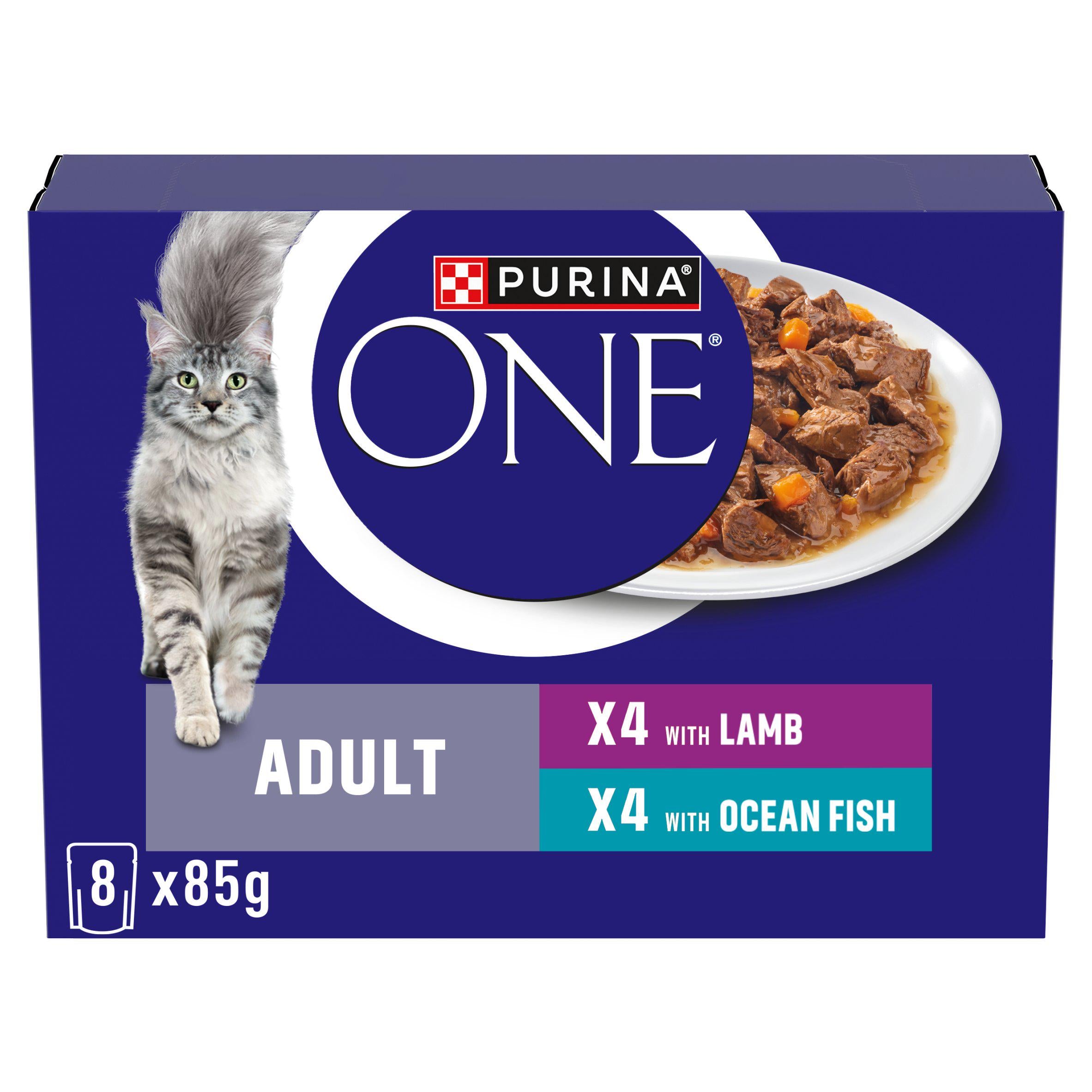 Purina One wet cat food ocean fish lamb 85g - British product