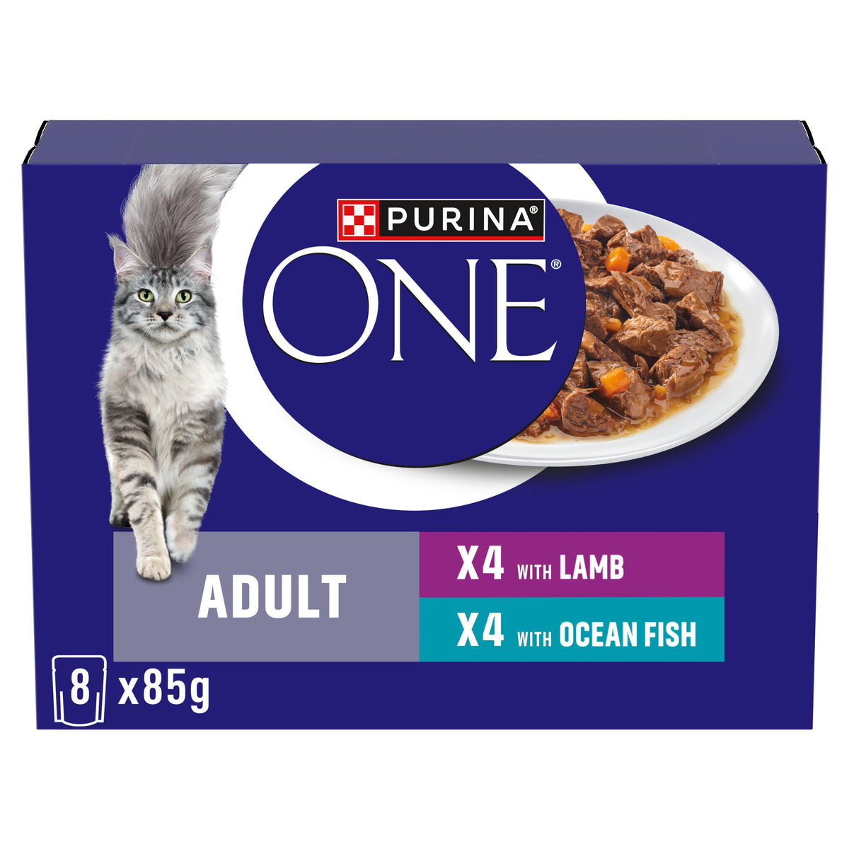 Purina One wet cat food ocean fish lamb 85g - British product