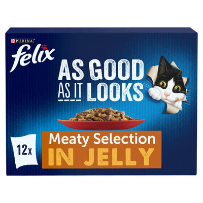 Sainsburys Felix As Good As It Looks Meaty Selection Jelly Cat Food 12 x 85g- Buy online at McGrocer