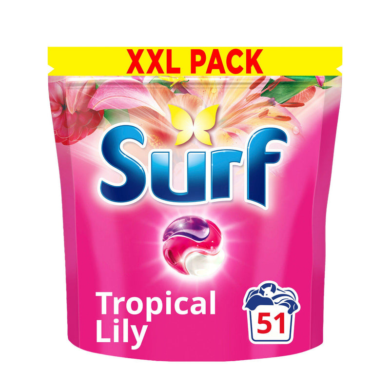 Surf Laundry Capsules Tropical Lily 51 Washes (British brand)