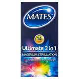Mates Ultimate 3-in-1 Condoms 14 Pack, imported from the UK