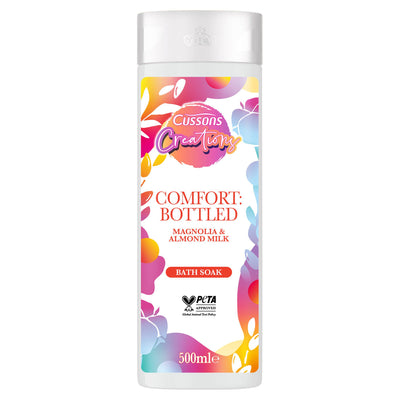 Sainsburys Creations Comfort Bottled Magnolia & Almond Milk Bath Soak 500ml- Buy online at McGrocer