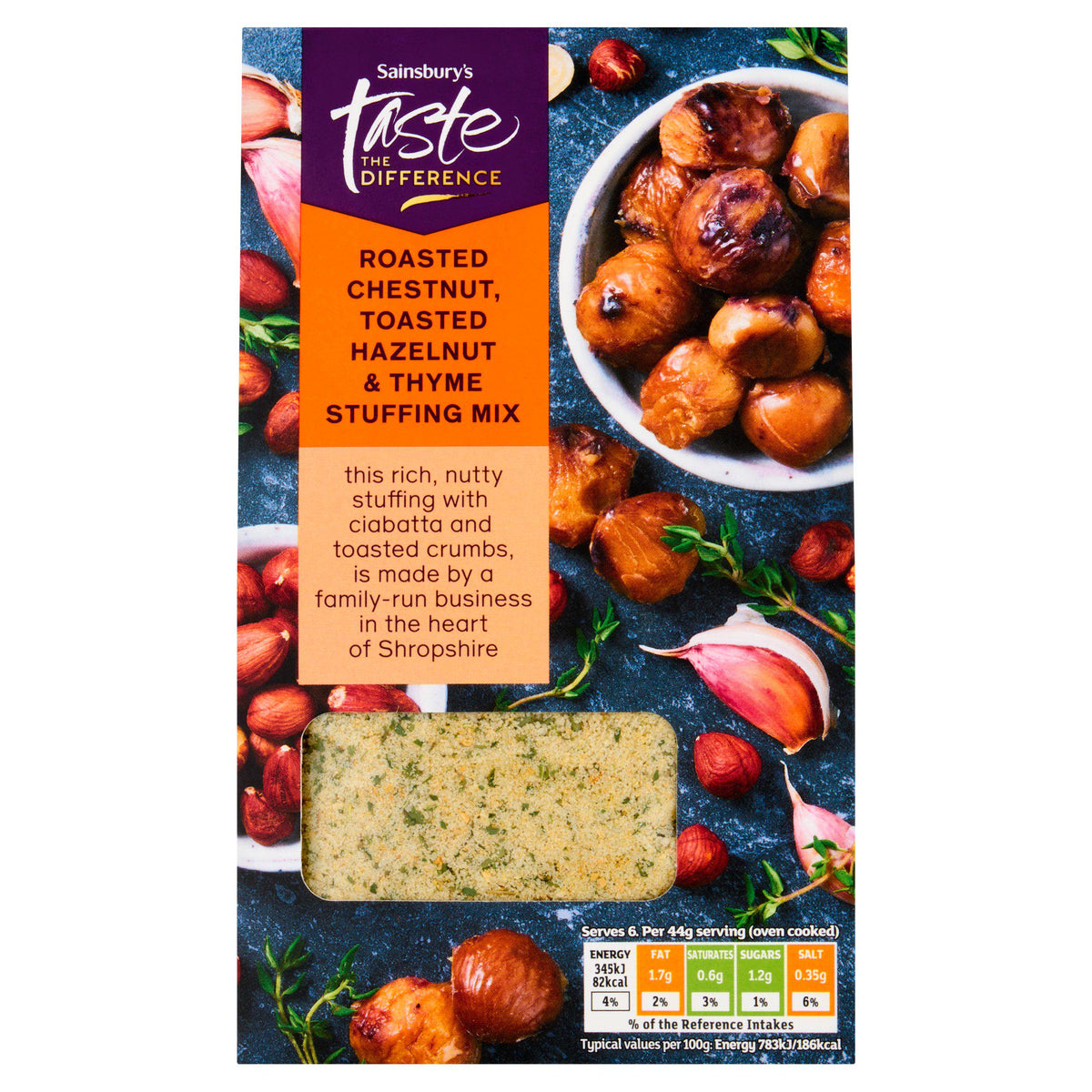 Sainsbury's Taste the Difference chestnut hazelnut stuffing mix 110g - British product