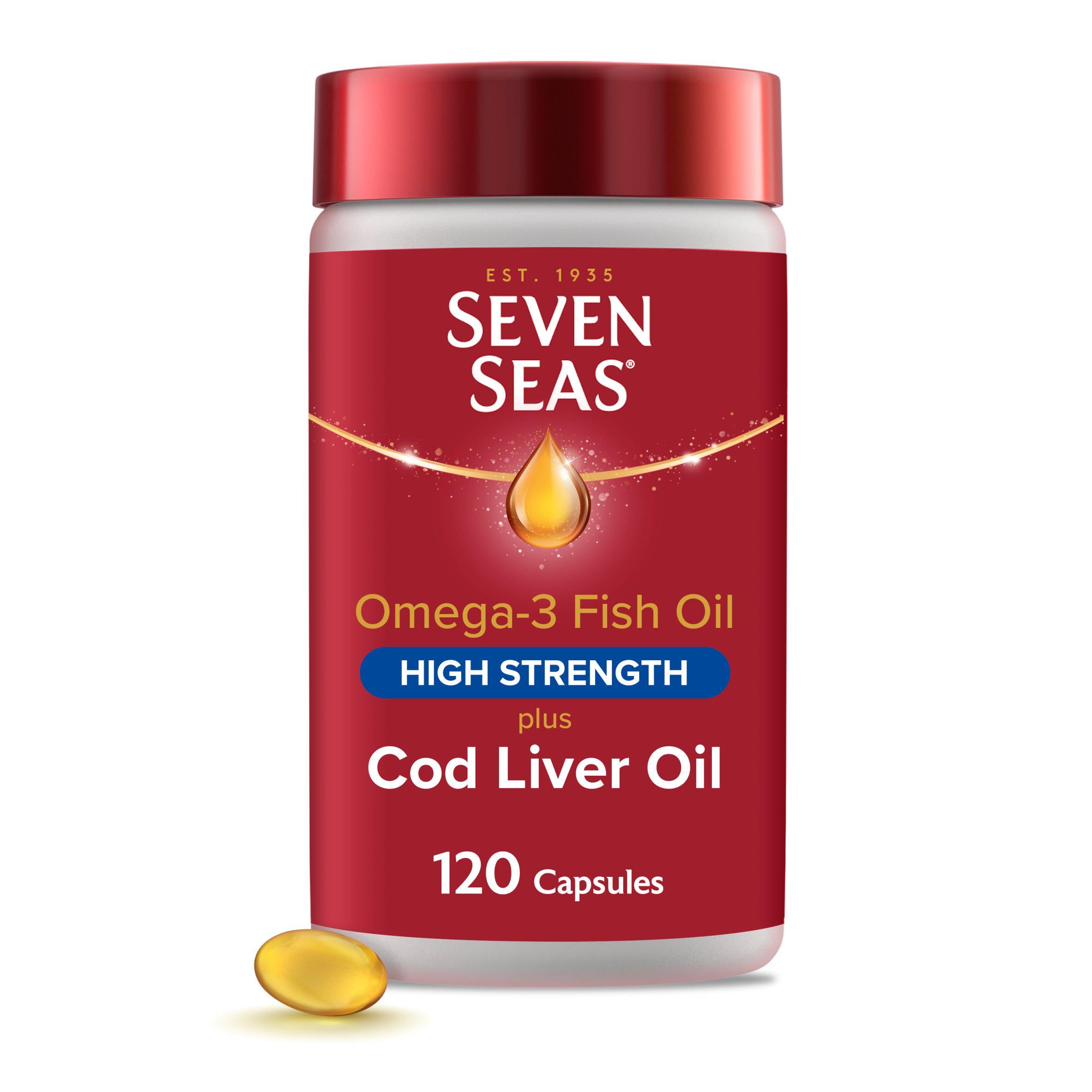 Seven Seas high strength fish oil supplement, imported from the UK