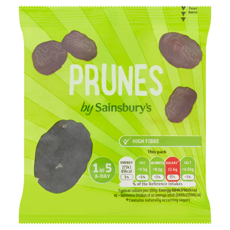 Sainsbury's dried plums 40g snack pack (British brand)