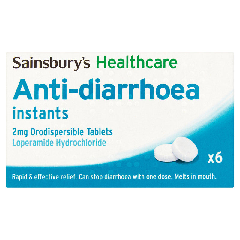 Sainsbury's Healthcare anti-diarrhoea orodispersible 2mg 6 tablets (British brand)