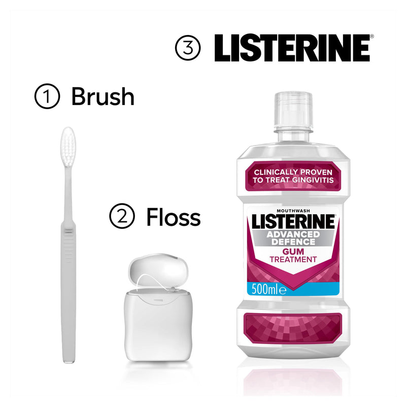 Listerine Advanced Defence Gum Treatment Mouthwash 500ml, UK version