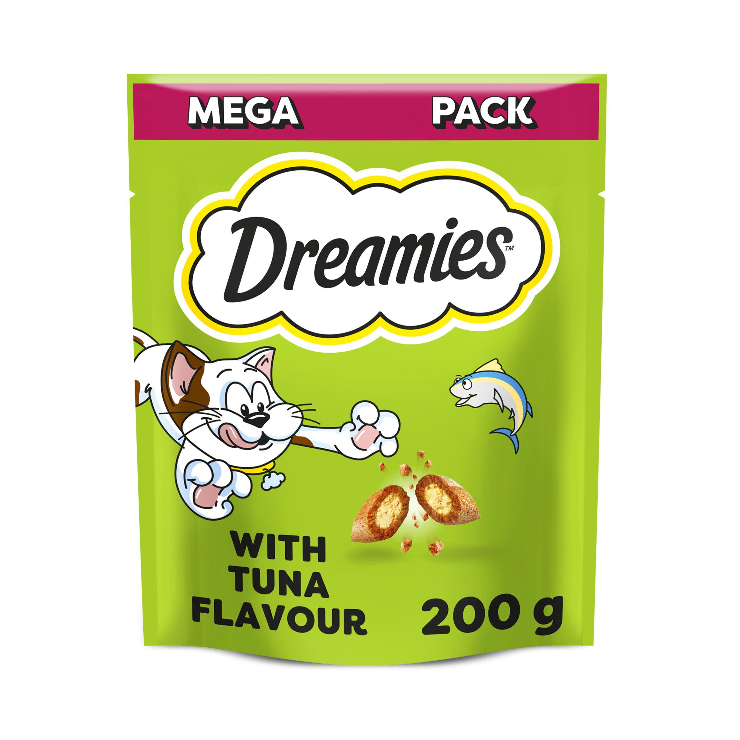 Dreamies cat treats tuna flavour 200g, imported from the UK