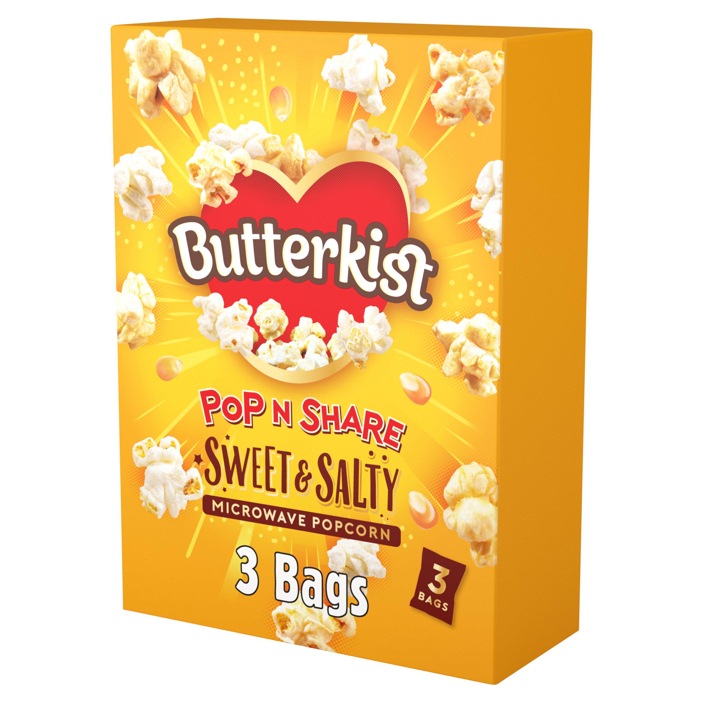 Butterkist sweet and salted popcorn 3x60g, imported from the UK